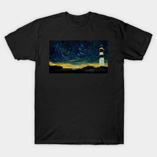 Cape Hatteras Lighthouse like starry night T-Shirt